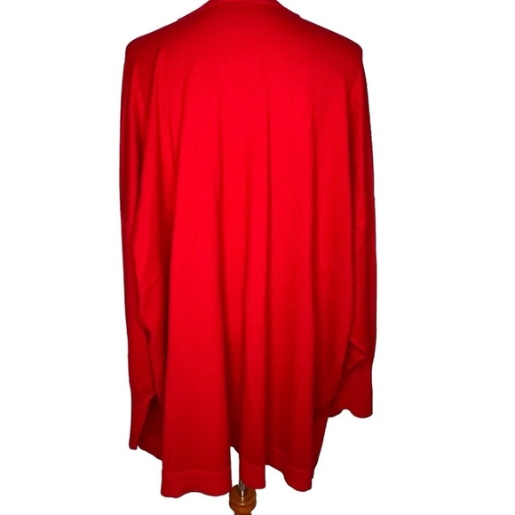 Worthington Red Cardigan Sweater Size 5X Open Front Long Line Grommet Details - Picture 4 of 9